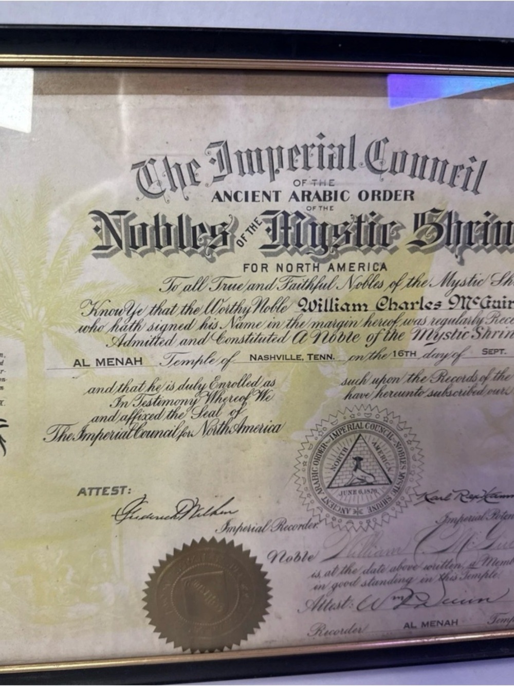 Vintage 1919 The Imperial Council Of Ancient Arabic Order Nobles Mystic Shrine - Picture 4 of 6